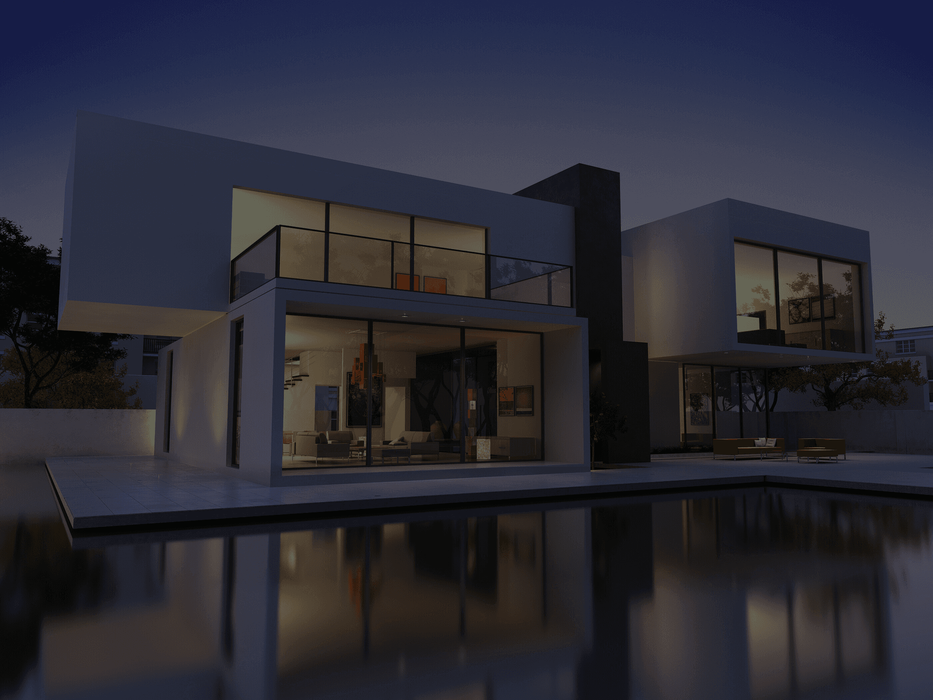 Exterior of home - darkened